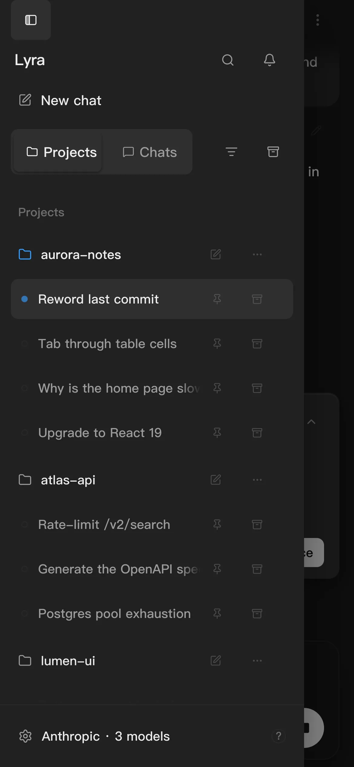 Projects and sessions on the phone; the one waiting for approval is marked.
